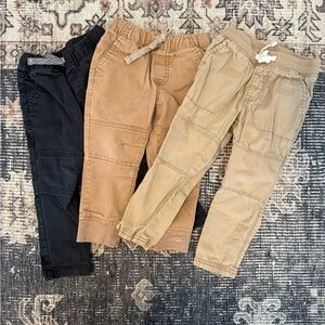 Kids Casual Pants Set - Black, Brown, Tan